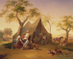 Sheiks Drinking Coffee in Front of a Tent, 1842