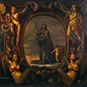 Allegorical figure with putti in a cartouche by Joseph Heintz