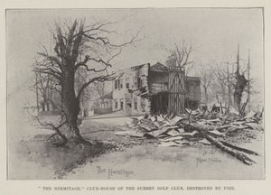 The Hermitage, Club-House of the Surrey Golf Club, Destroyed by Fire by Joseph Holland Tringham