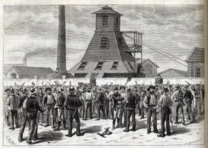 Strike at the Anzin Mines (Pas-de-Calais) in 1884 - Drawing by Julien - Engraving in 