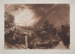 Liber Studiorum: Watercress Gatherers, Rails Head, Ferry Bridge, Twickenham