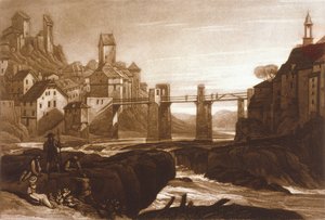 Lauffenbourgh on the Rhine, from the Liber Studiorum, engraved by T. Hodgetts, 1811