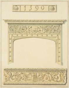 Chimneypiece and beam in upper room and cornice in lower room, 9 Small Street by Joseph Manning
