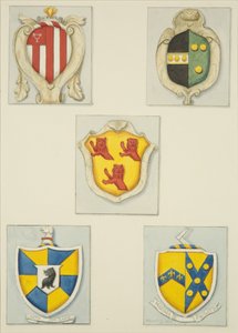 Five Coats of Arms from Monuments in Temple Church by Joseph Manning