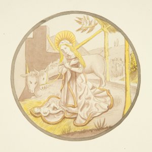 Stained glass in window of private chapel of Bishop