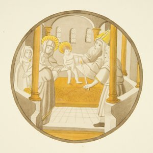 Stained glass in window of private chapel of Bishop