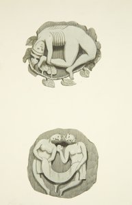 Two groin stones in ceiling on entering the north door of Bristol Cathedral by Joseph Manning