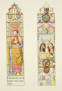 Two stained glass windows forming the altar window of St. Mark