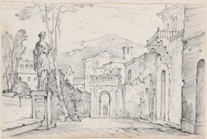 A Roman Street with Monte Cavo in the Distance