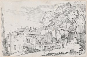 Houses and a Garden on a Hillside in Italy