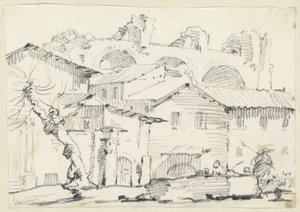 Houses on the North Side of the Forum with the Basilica of Maxentius Beyond by Joseph Marie Vien