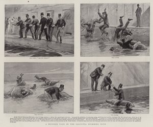 A Mussuck Race in the Calcutta Swimming Bath by Joseph Nash