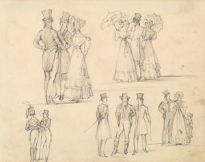 Groups of Men and Women in Conversation by Joseph Nash