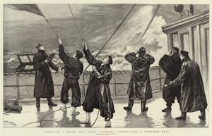 Through a Head Sea, HMS Aurora Signalling a Strange Sail