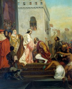 Reception of Christopher Columbus by the Kings of Spain in Barcelona in 1493 (detail) by Joseph Nicolas Robert Fleury