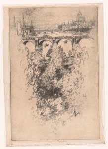 London over Waterloo Bridge by Joseph Pennell (signed by artist)