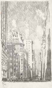 Broadway from Bowling Green, #2 in Iconophile Club Collection by Joseph Pennell