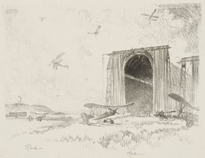 English War Work: The Balloon-Shed by Joseph Pennell