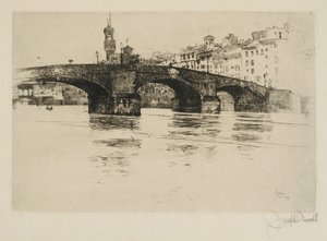 Ponte Santa Trinita, Florence by Joseph Pennell
