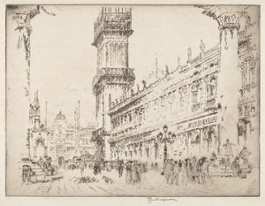 Rebuilding the Campanile, Venice, No.II by Joseph Pennell
