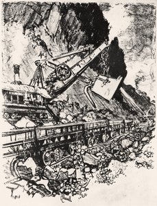 Steam Shovel Work: Culebra Cut, plate XIV from The Panama Canal by Joseph Pennell by Joseph Pennell