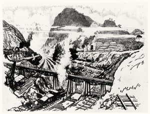 The Cut at Paraiso, plate XVI from The Panama Canal by Joseph Pennell