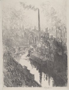 The Great Chimney, the Motor Park by Joseph Pennell