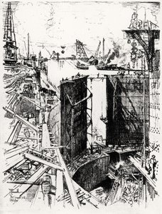 The Guard Gate at Gatun, Plate V from The Panama Canal by Joseph Pennell, 1912 by Joseph Pennell