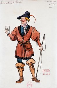 Costume for patrons of tavern in Damnation of Faust by Hector Berlioz, sketch by Joseph Porphyre Pinchon