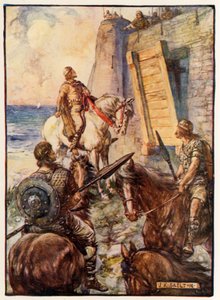 Macbeth Being Refused Entrance by Lady Macduff While Her Husband Escapes by Sea by Joseph Ratcliffe Skelton