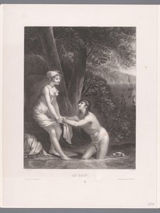 Daphnis and Chloe Bathing by Joseph Rose Lemercier
