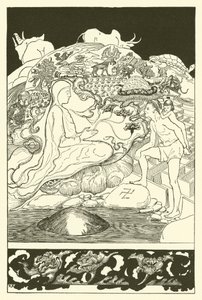 Pau Amma the Crab Running Away While the Eldest Magician Was Talking to the Man and His Little Girl Daughter by Joseph Rudyard (after) Kipling