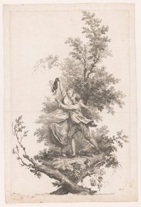 Man and Woman Embracing with a Hat Full of Grapes by Joseph Wagner (possibly)