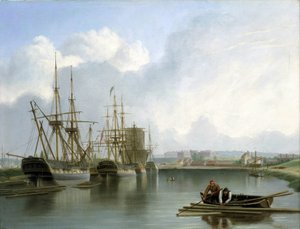 Description of the Docks in Bristol with Indiaman Ships Trading and Transporting American Lumber by Joseph Walter