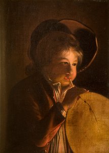Boy Blowing a Bladder in Candlelight