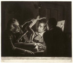 Three Persons Viewing the Gladiator by Candlelight (engraved by William Pether) by Joseph Wright of Derby
