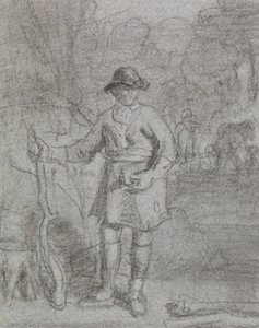 Study of a Man Holding a Stick by Joshua Cristall