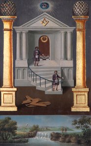 Second degree masonic tracing board, 1819 by Josiah Bowring