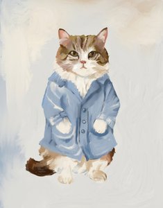 Cute Cat in Blue Coat by Josie George