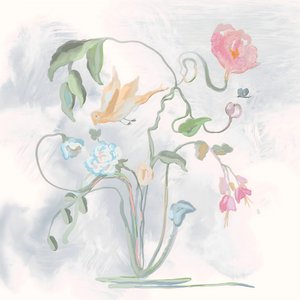 Pastel Bird Flowers by Josie George