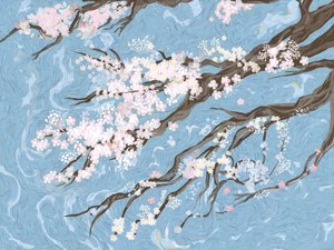 Spring Cherry Blossoms Blue by Josie George