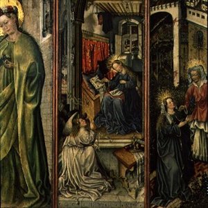 Annunciation (centre left panel of polyptych) by Jost (attr. to) Amman