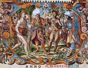 Four Continents (detail) from Titlepage, Engraving by Jost Amman