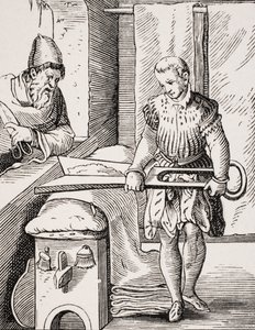 Clothworker, reproduction of 16th century woodcut, 19th century by Jost (after) Amman