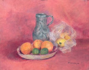 Still life of fruit and jug