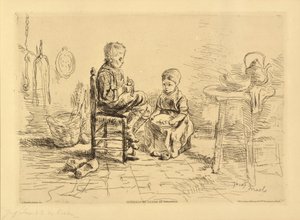 Peeling Potatoes by Jozef  Israels