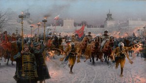 Departure from Wilanów of John III Sobieski and Marysienka by Jozef Brandt
