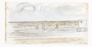 Bathers in the Sea and a Beach Carriage
