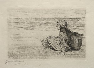 Girl with Basket Seated on the Shore