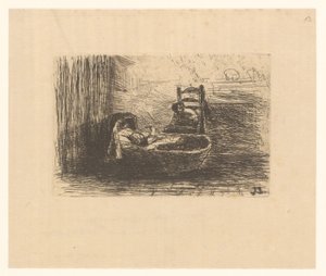 Child in a cradle by Jozef Israëls